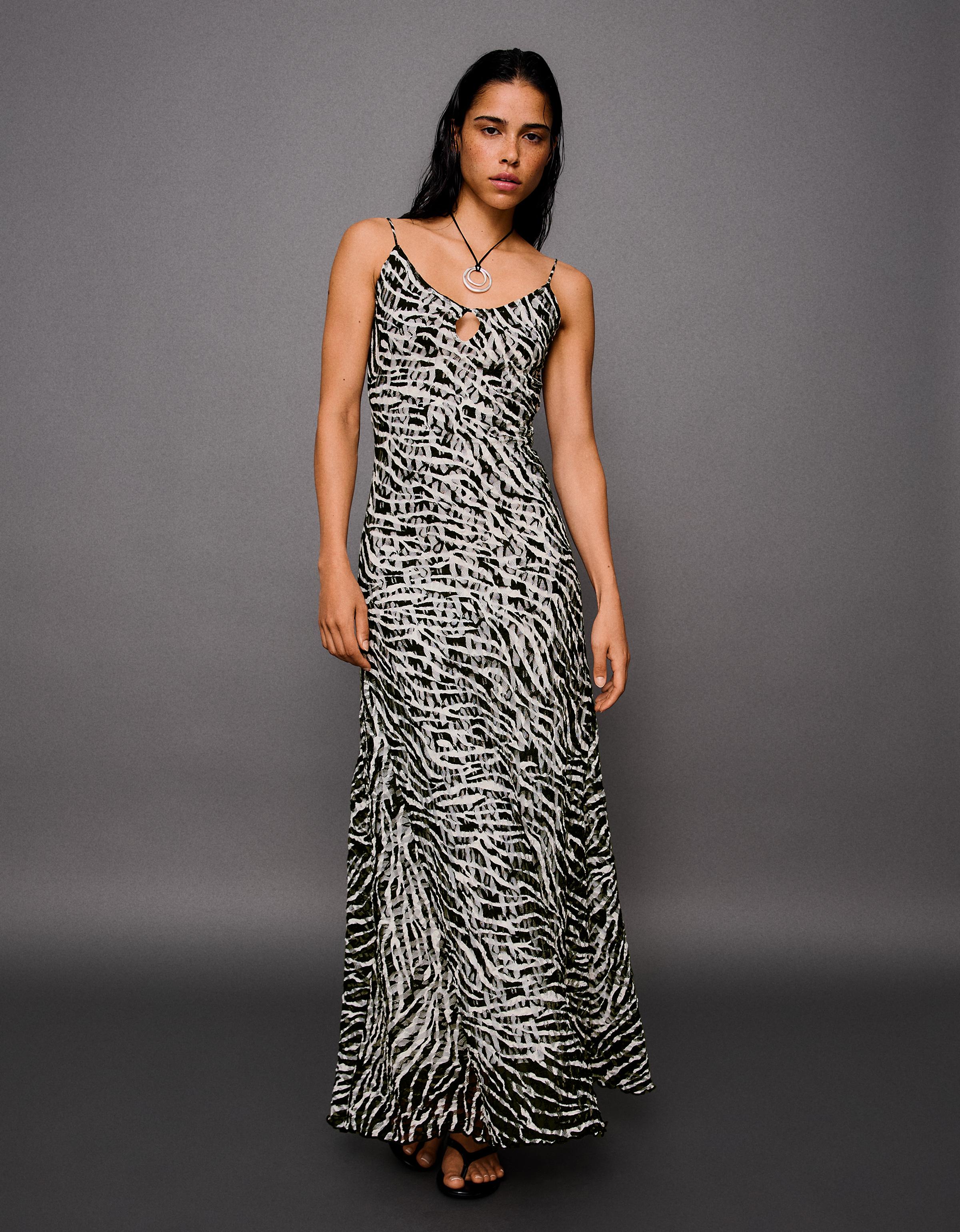 Printed midi dress with straps