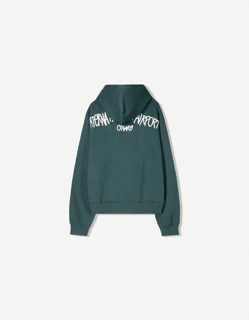 Boxy hoodie with embroidery-Green-5