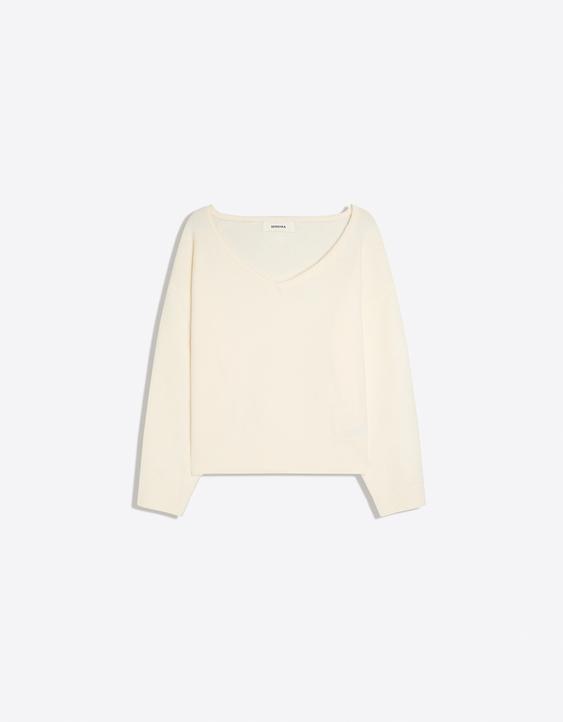Sweter oversize z dekoltem w serek soft touch