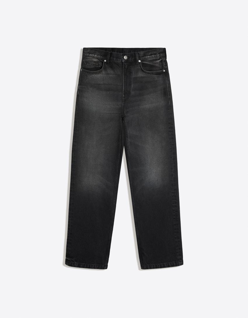 Jeans straight wide-Negro