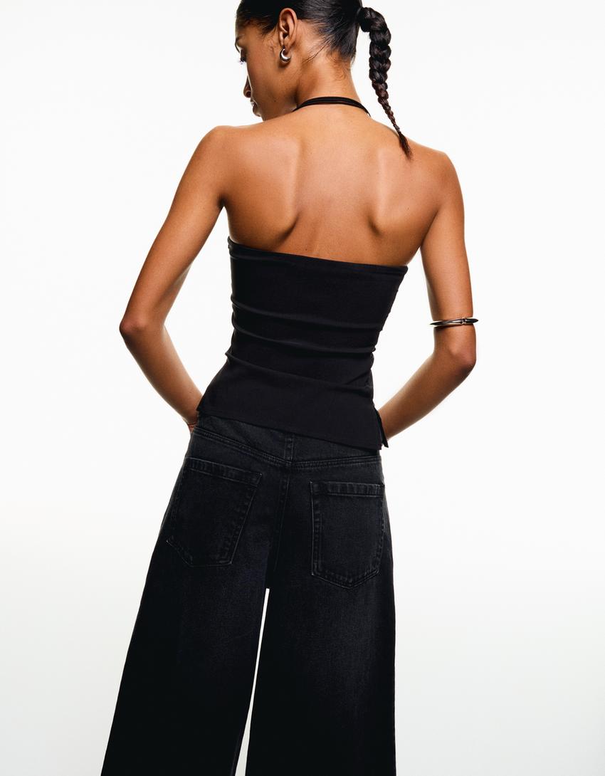 Baggy denim Bermuda shorts