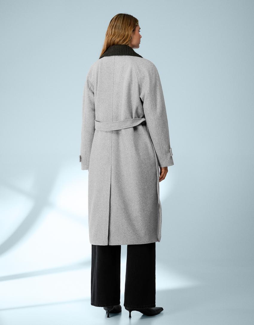 Abrigo trench soft cinturón-Gris