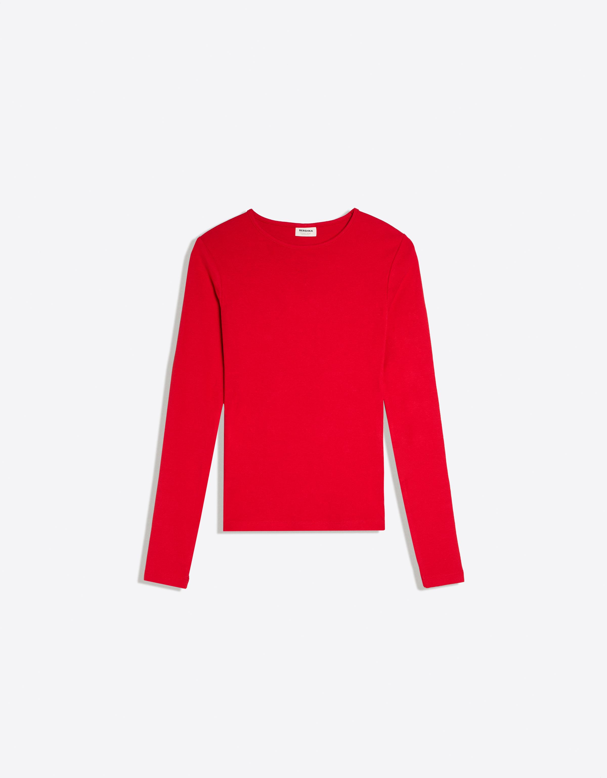 Round neck long-sleeve T-shirt — Red