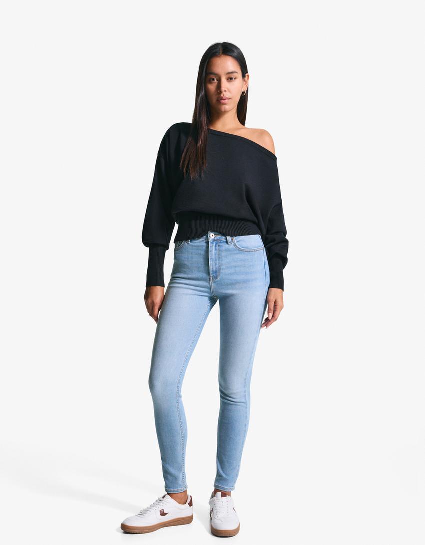 Soft super high-rise skinny jeans-Light blue