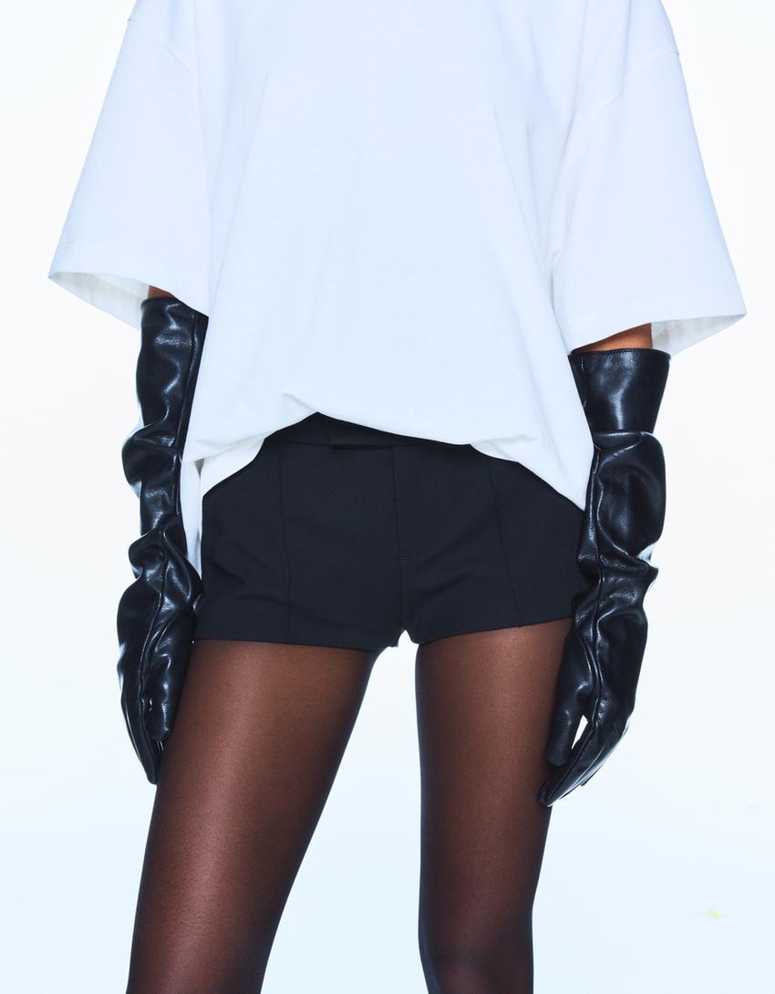 Gants longs similicuir-Noir