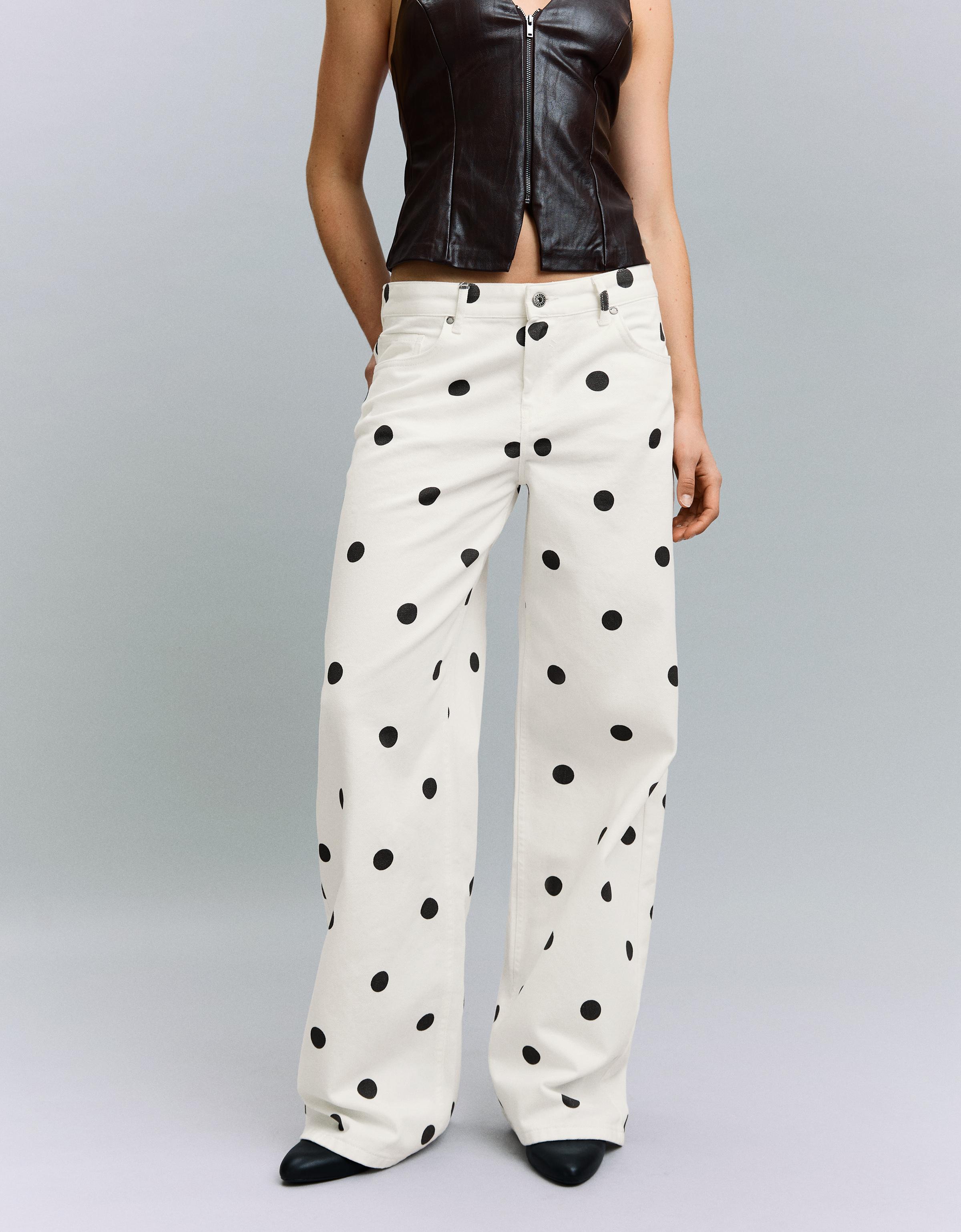 Puantiye desenli baggy pantolon - Görsel 19