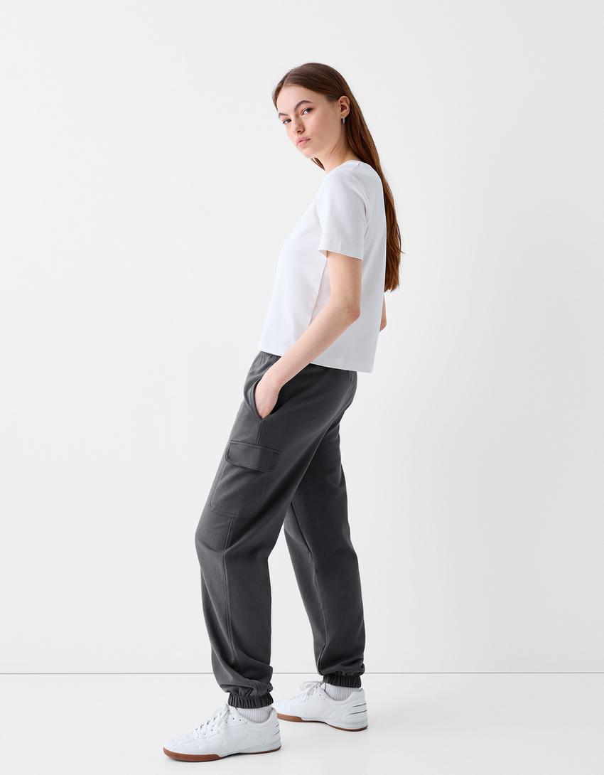 Cargo sweatpants-Dark grey-2