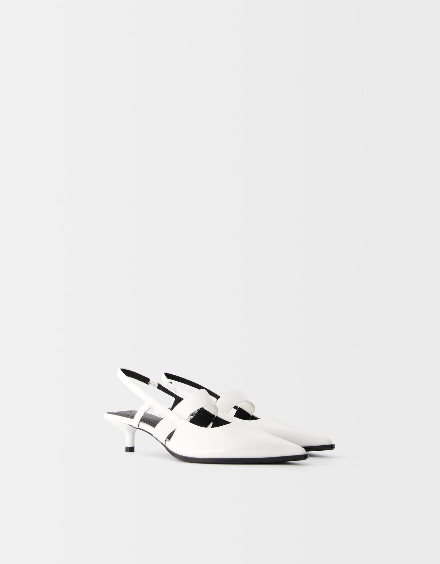 Bershka Scarpe Con Kitten Heel Ed Elastico Donna 36 Bianco