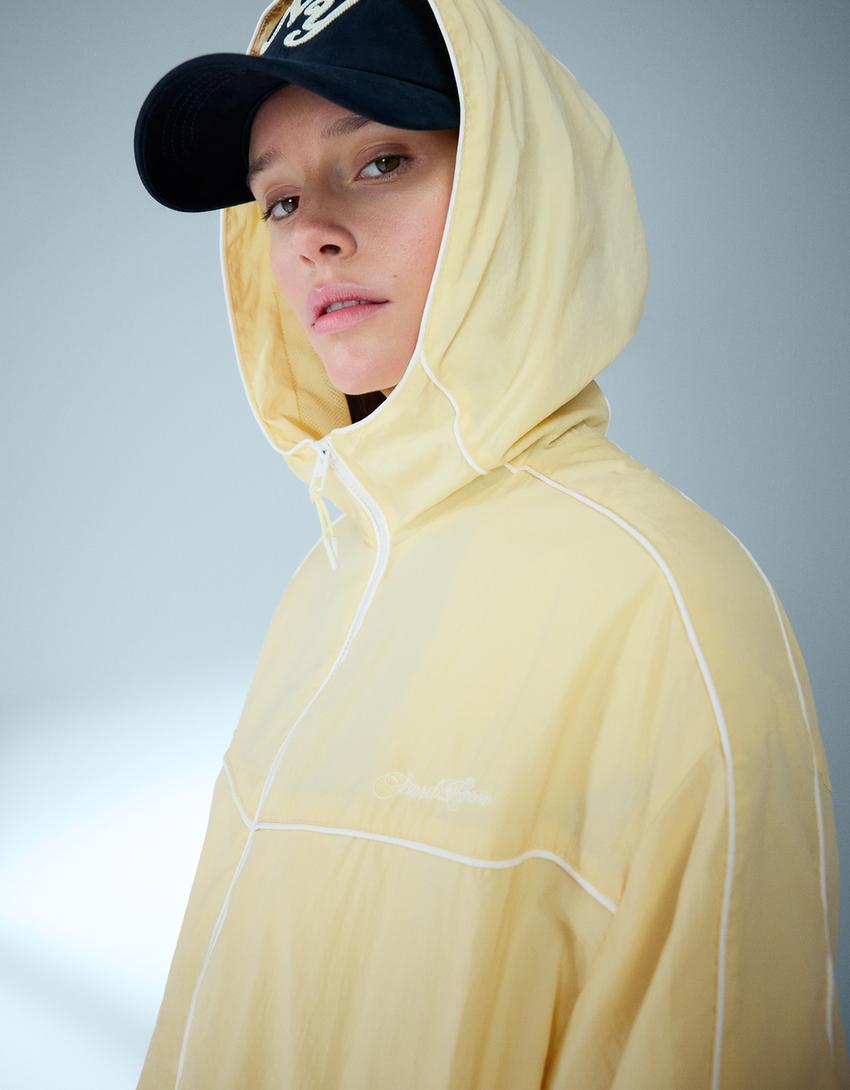 Technical hooded jacket-Beige