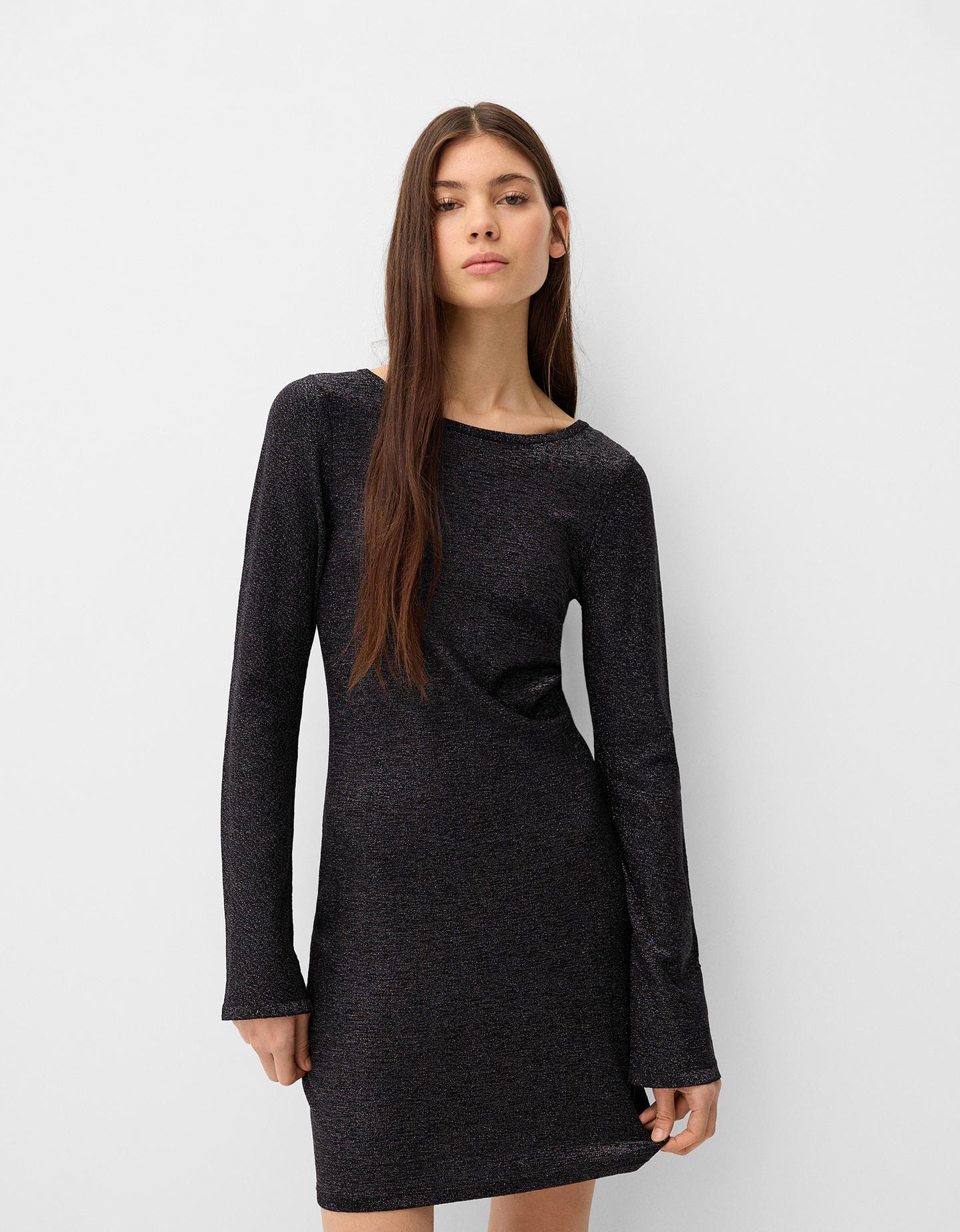 Bershka Glänzendes Minikleid Damen Xs Schwarz günstig online kaufen