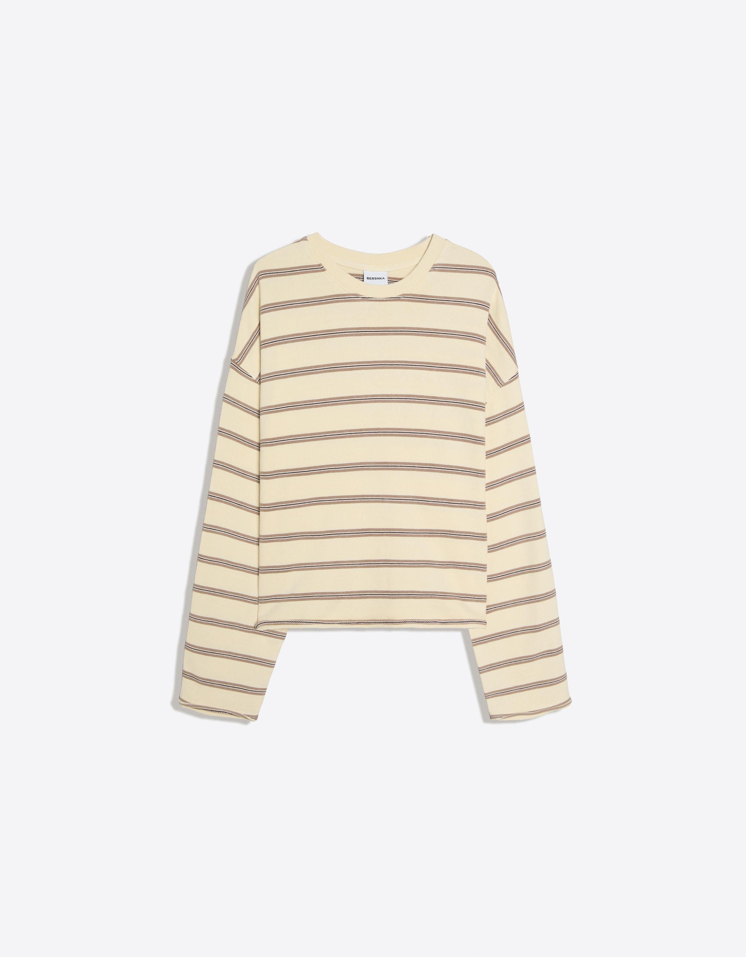 Striped round neck sweatshirt — Yellow