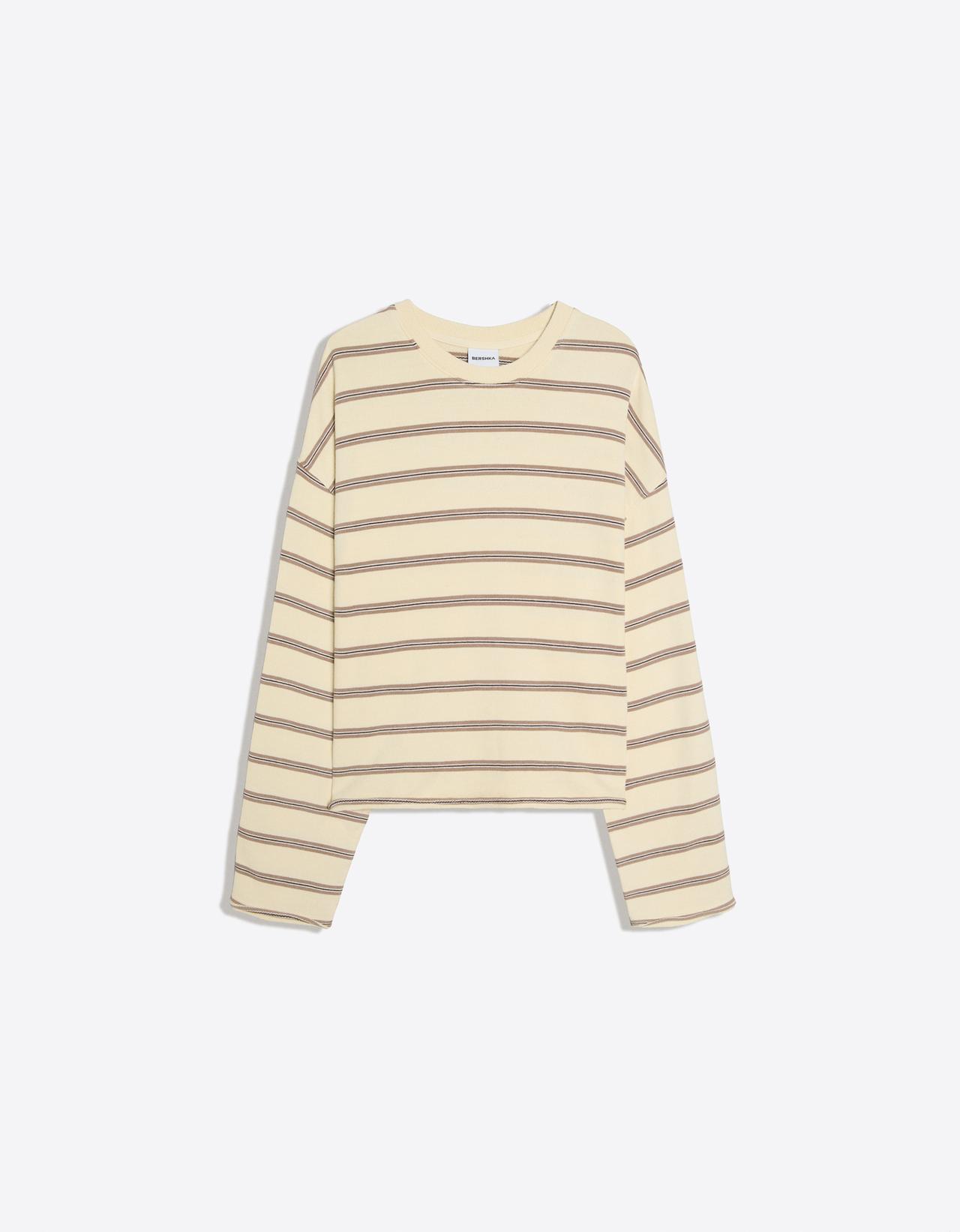 Striped round neck sweatshirt — Yellow