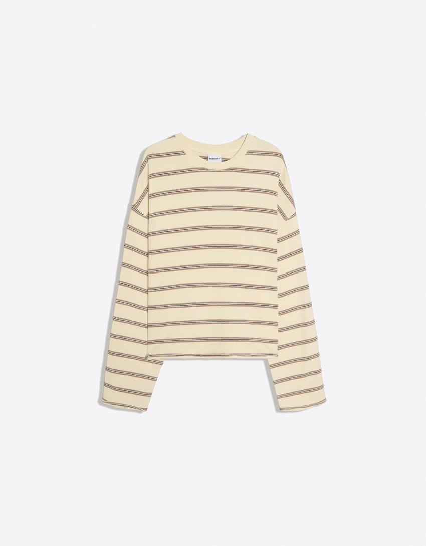 Sudadera cuello redondo rayas-Amarillo