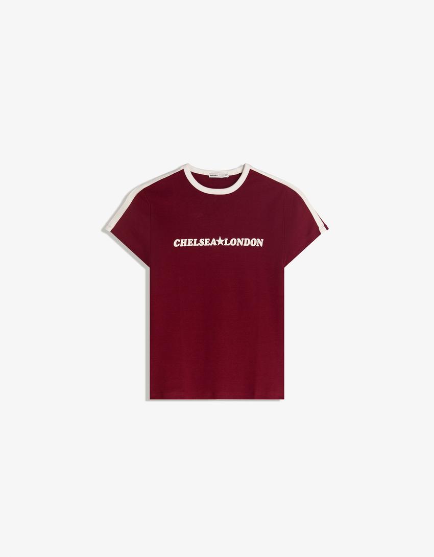 Camiseta manga corta print-Burdeos