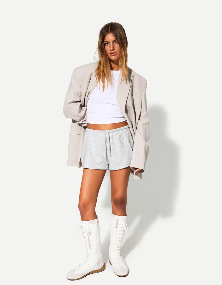 Plush shorts-Grey