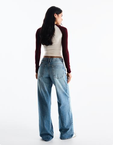 High-waist straight wide-leg jeans — Light blue 2