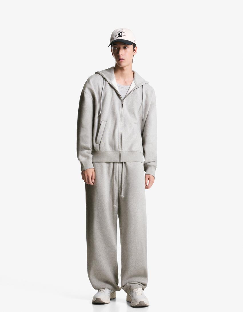 Zip-up hoodie-Grey-3