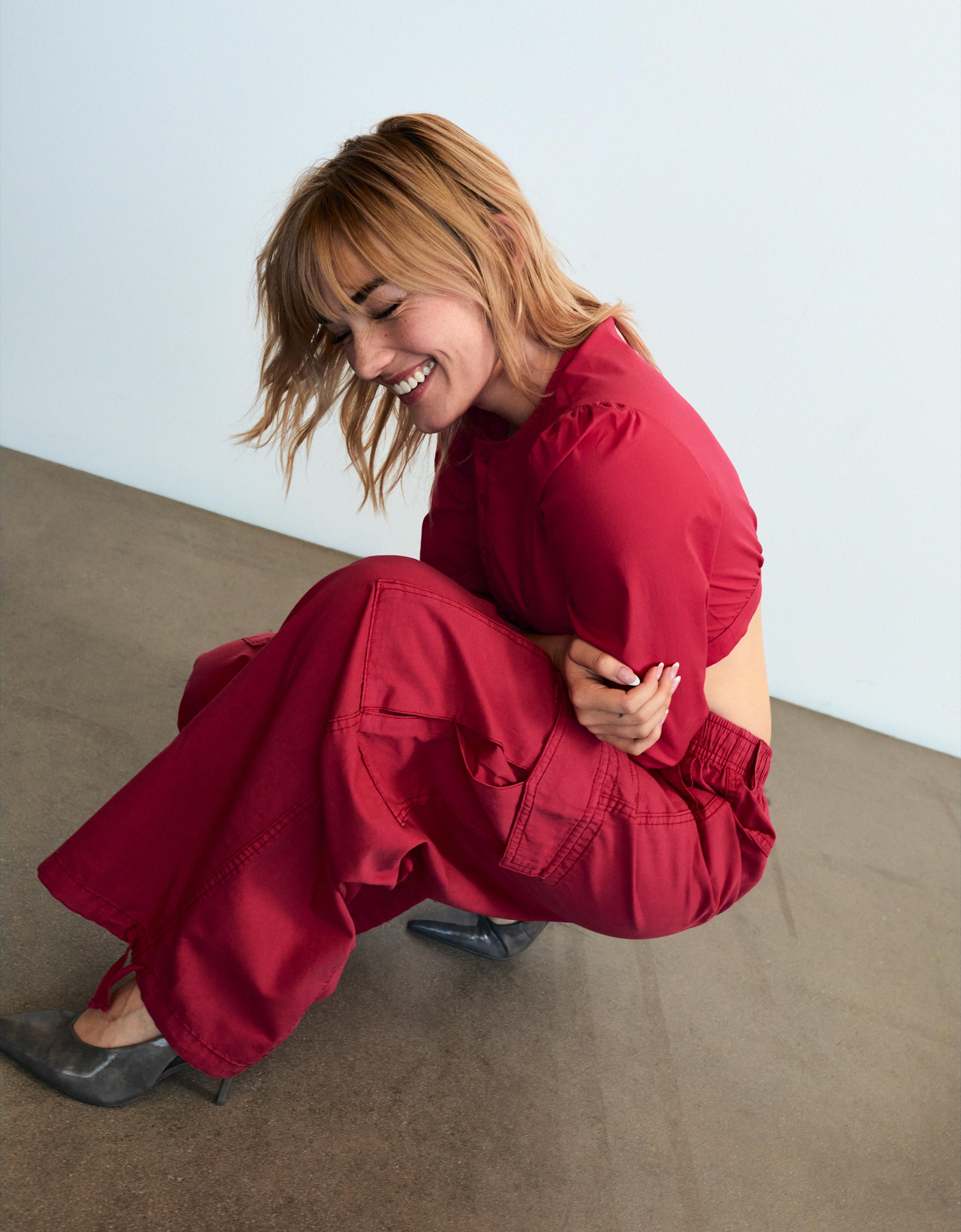 Parachute cargo trousers — Red