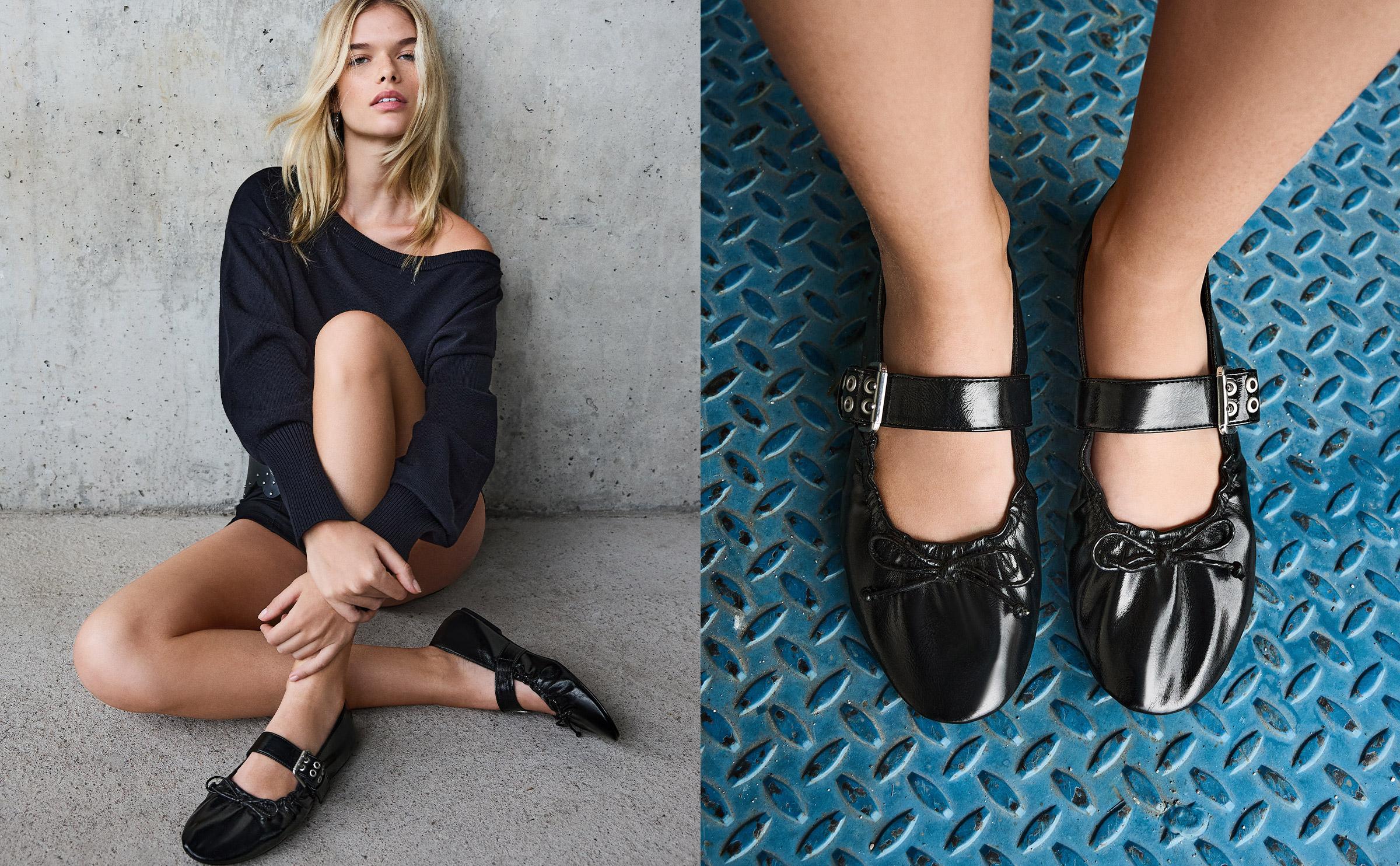 Buckled ballet flats