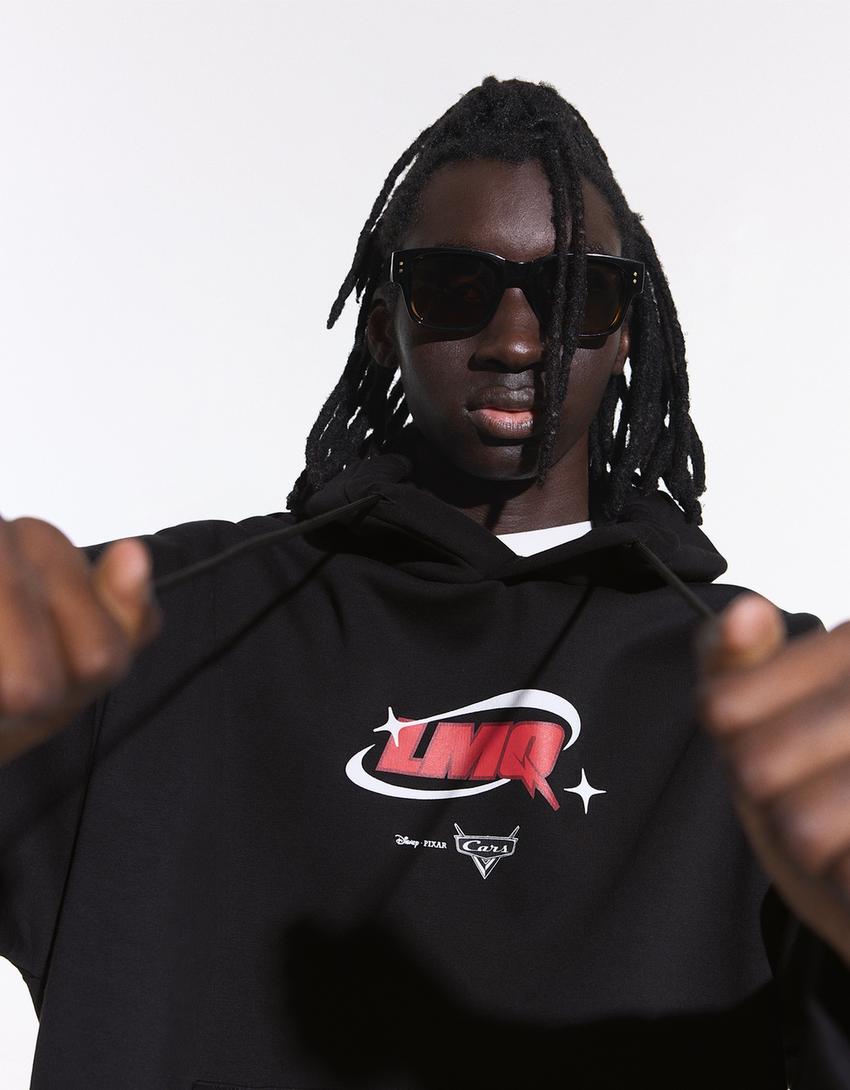 Cars print hoodie-Black