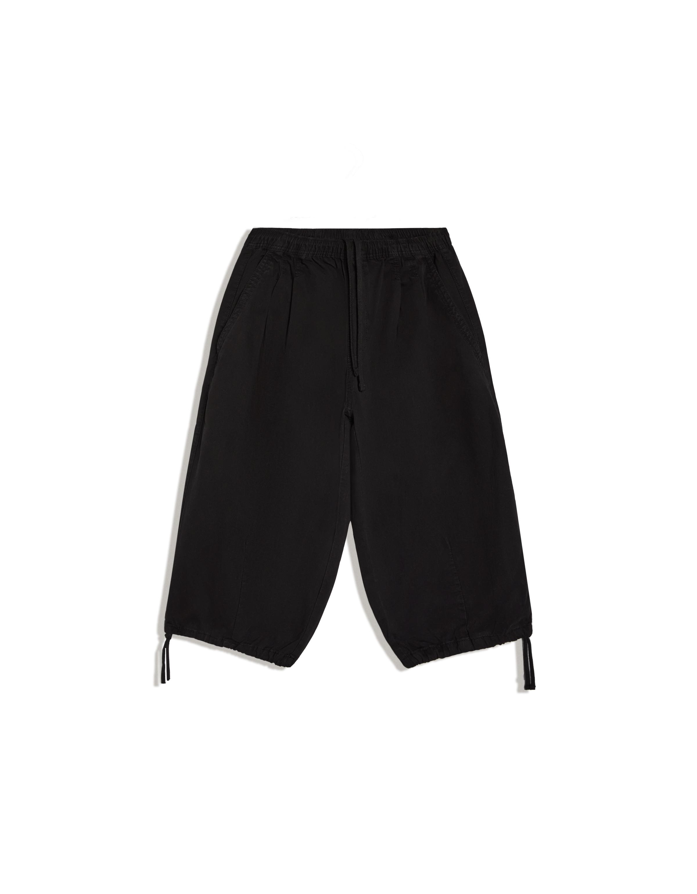 Long twill Bermuda shorts — Black (alternate view)
