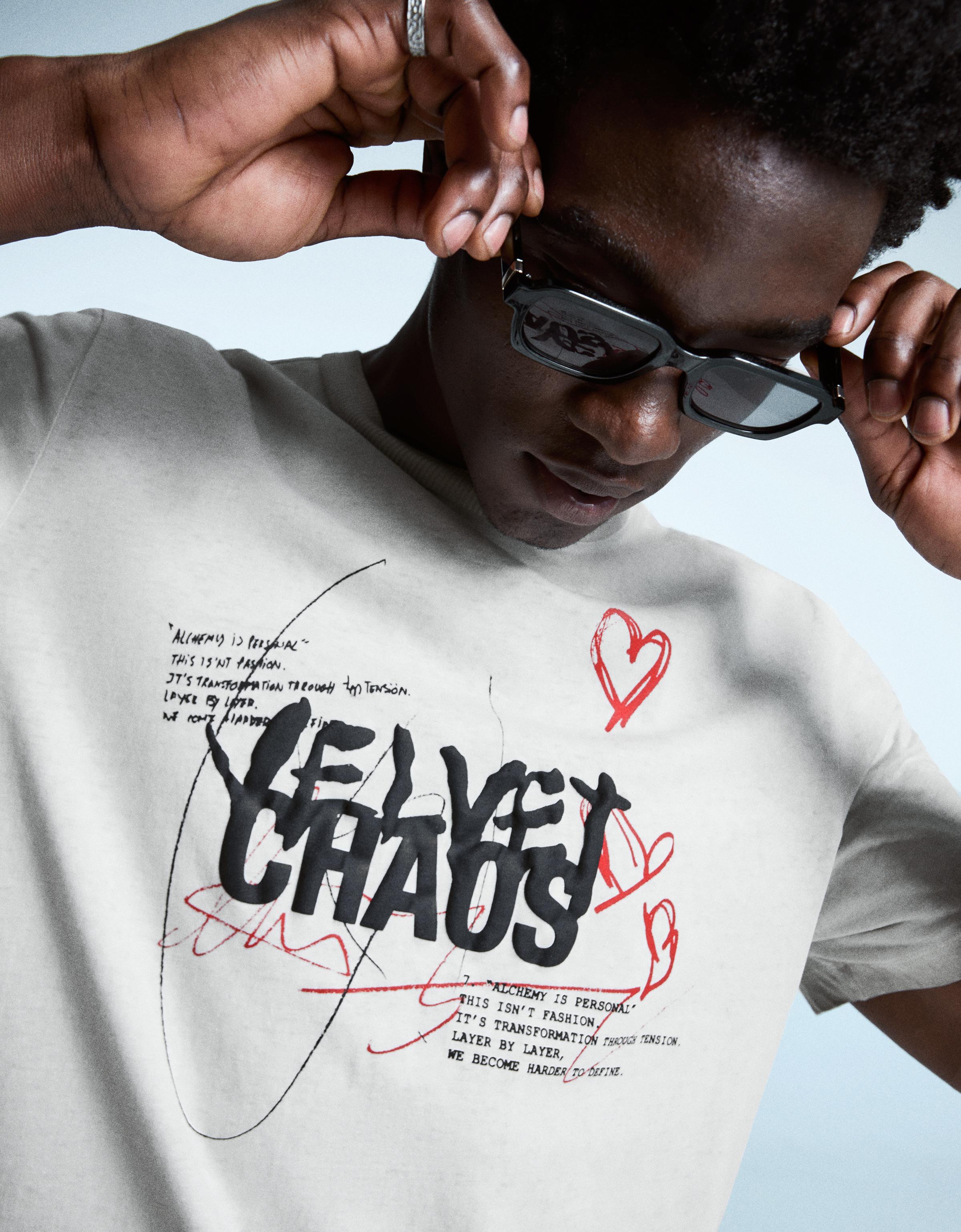 Bershka T-Shirt Mit Print Herren M Dunkelgrau