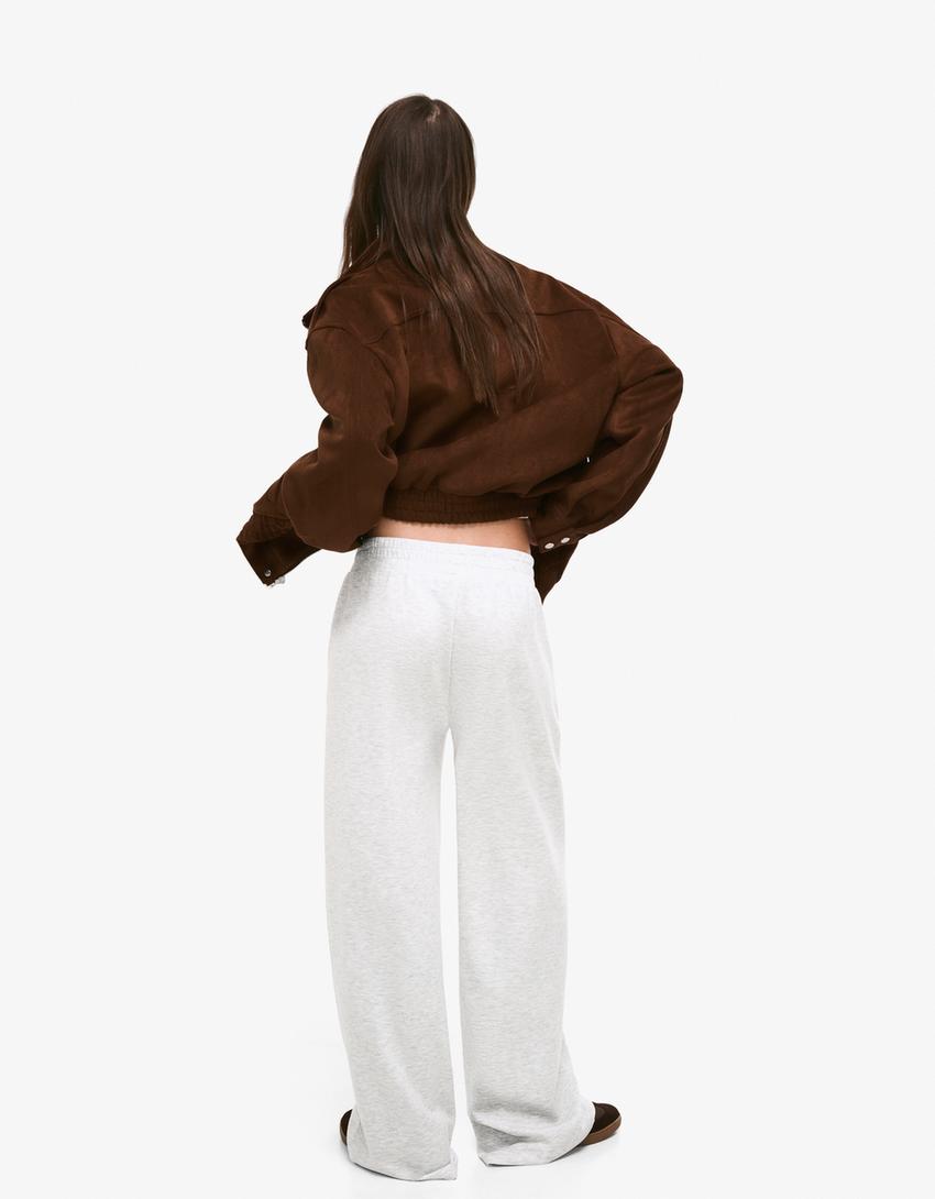 Soft touch wide-leg trousers-Grey