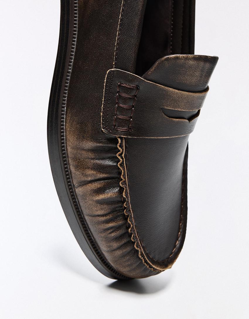 Mocassin froncé détail brossé-Marron