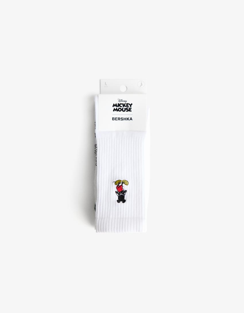Lot de 2 chaussettes Mickey-Blanc