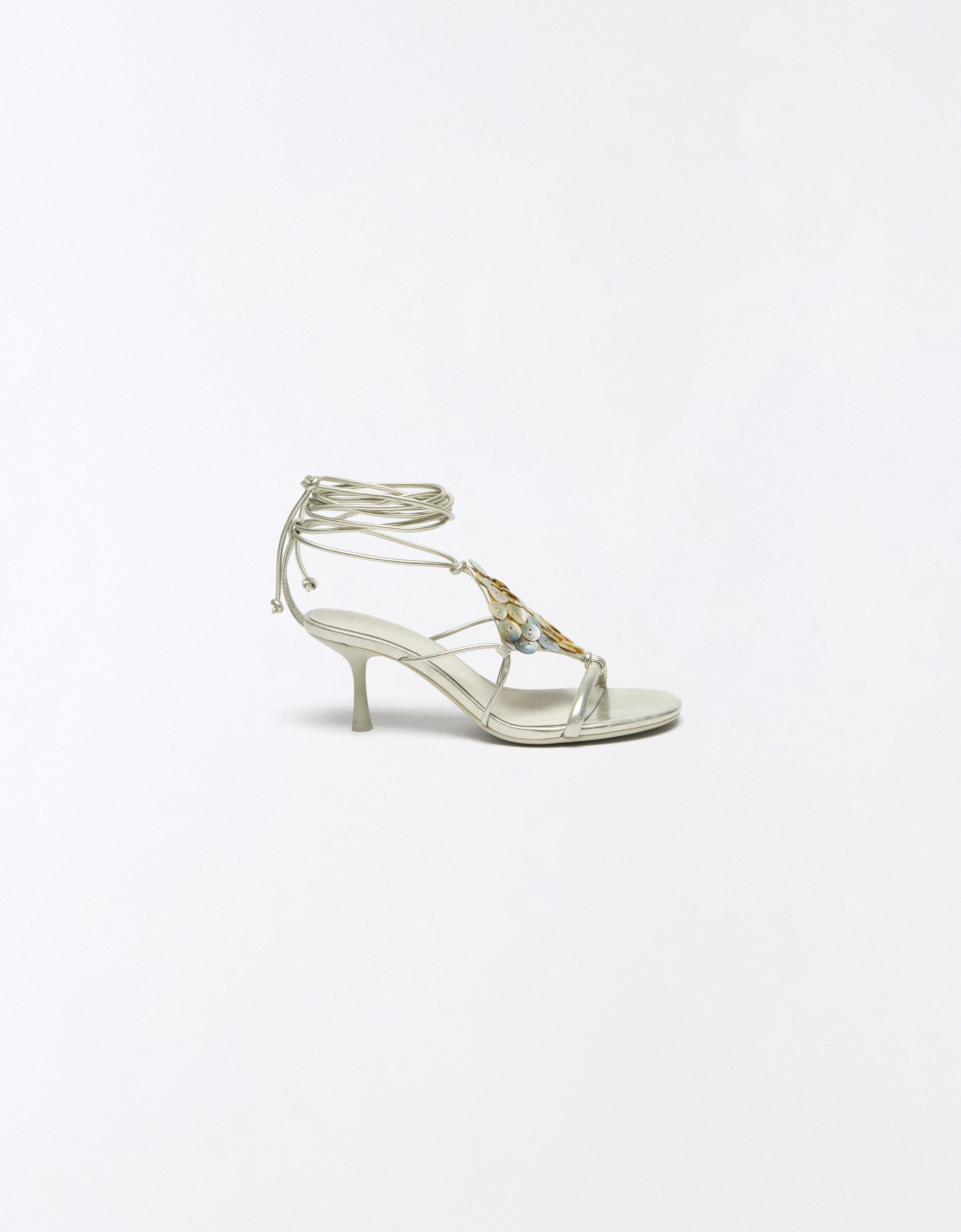 Heeled sandals with appliqués — ECRU