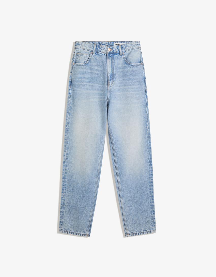 Jeans loose fit afunilado-Azul lavado-3