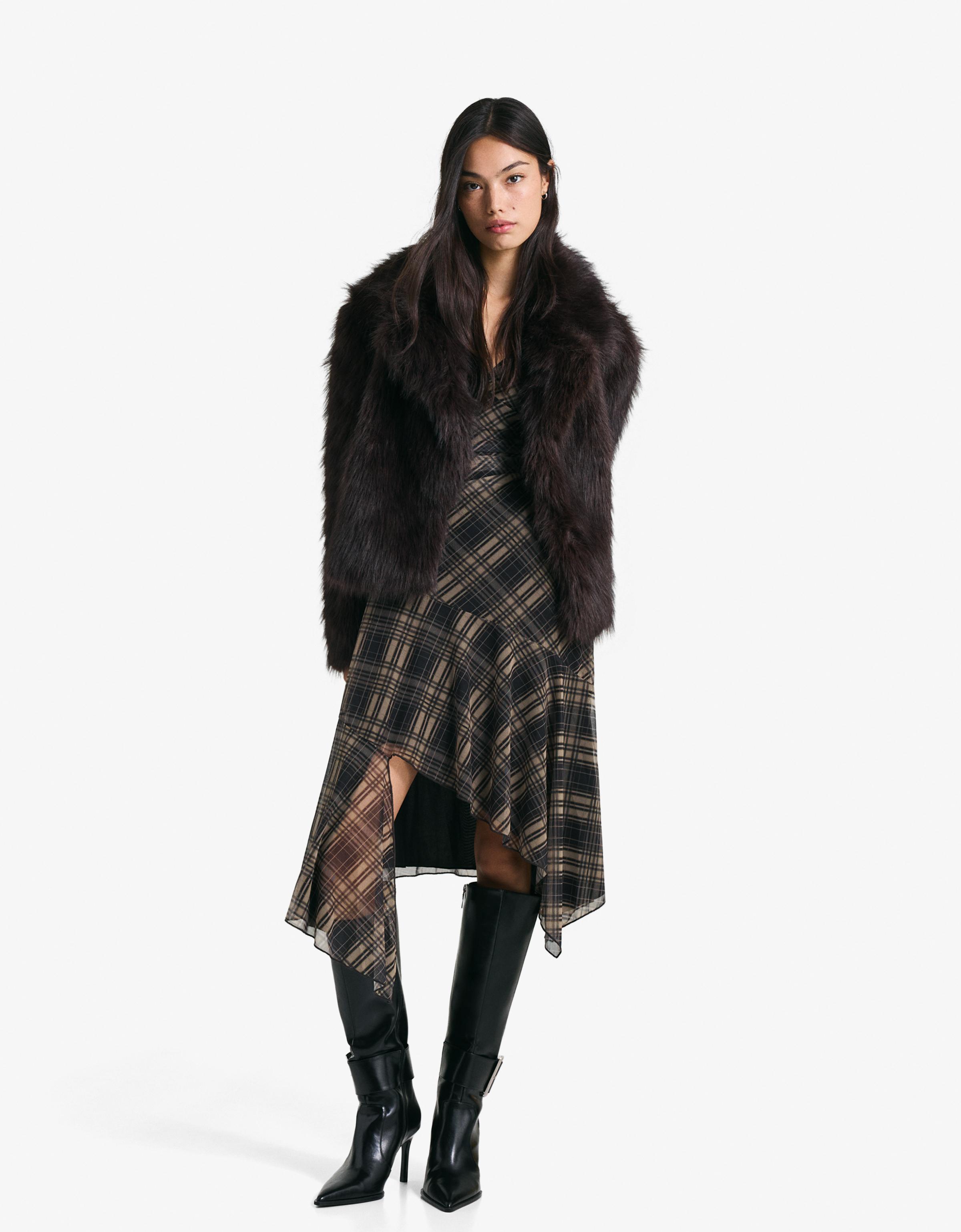 Faux fur lapel jacket