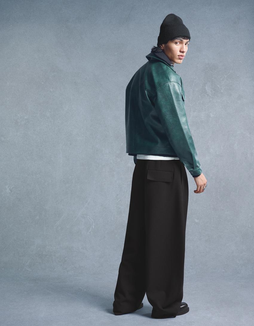 Barrel-Hose, tailored, mit Gürtel-Schwarz