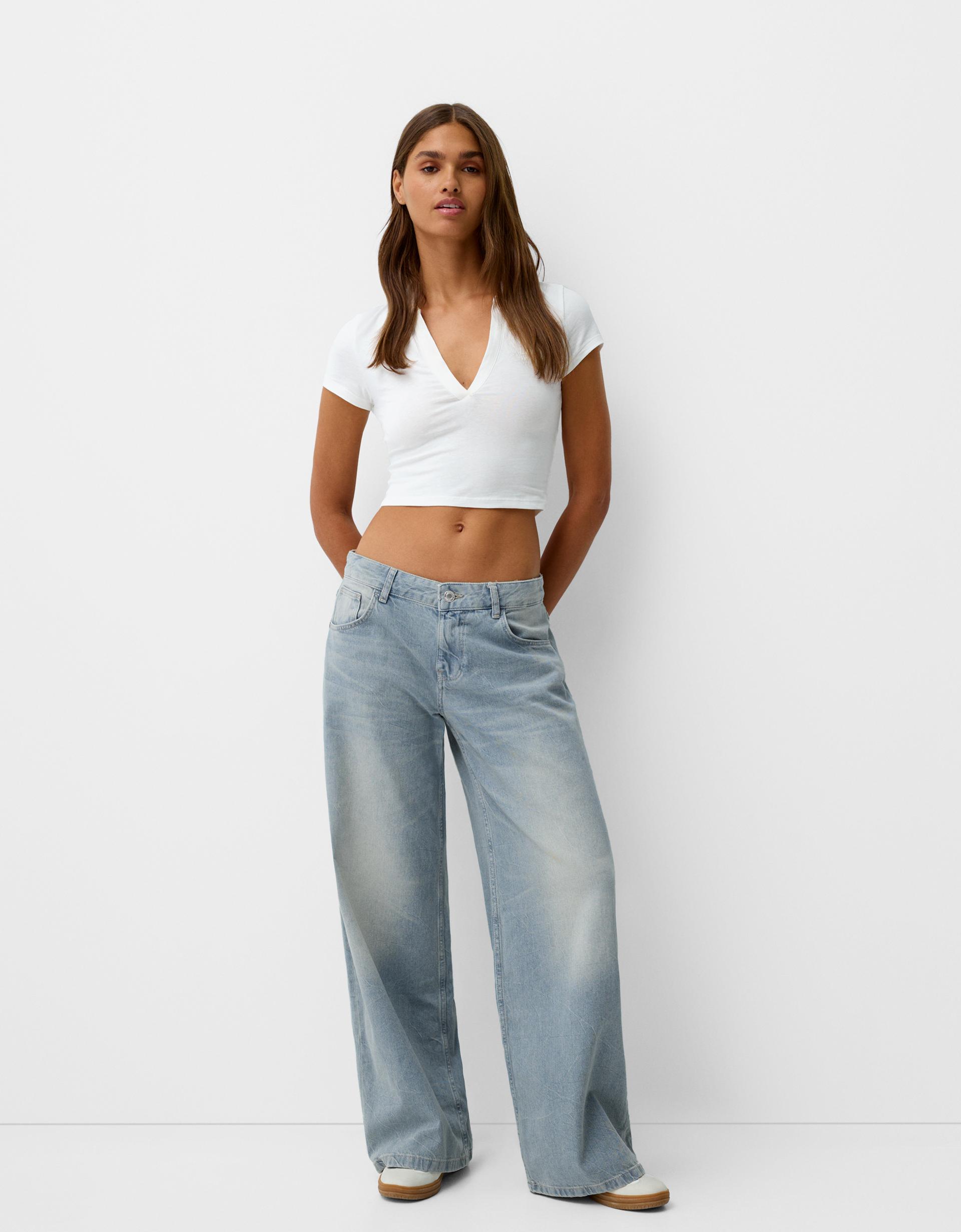 Low-rise baggy jeans - Women | Bershka