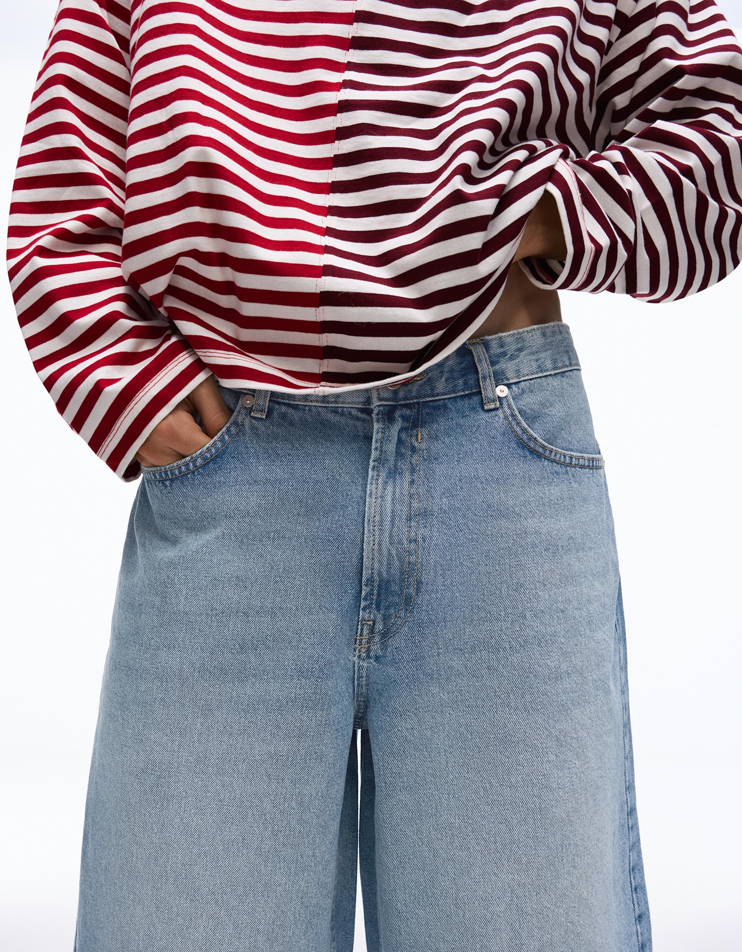 Baggy fit denim bermuda - Görsel 27