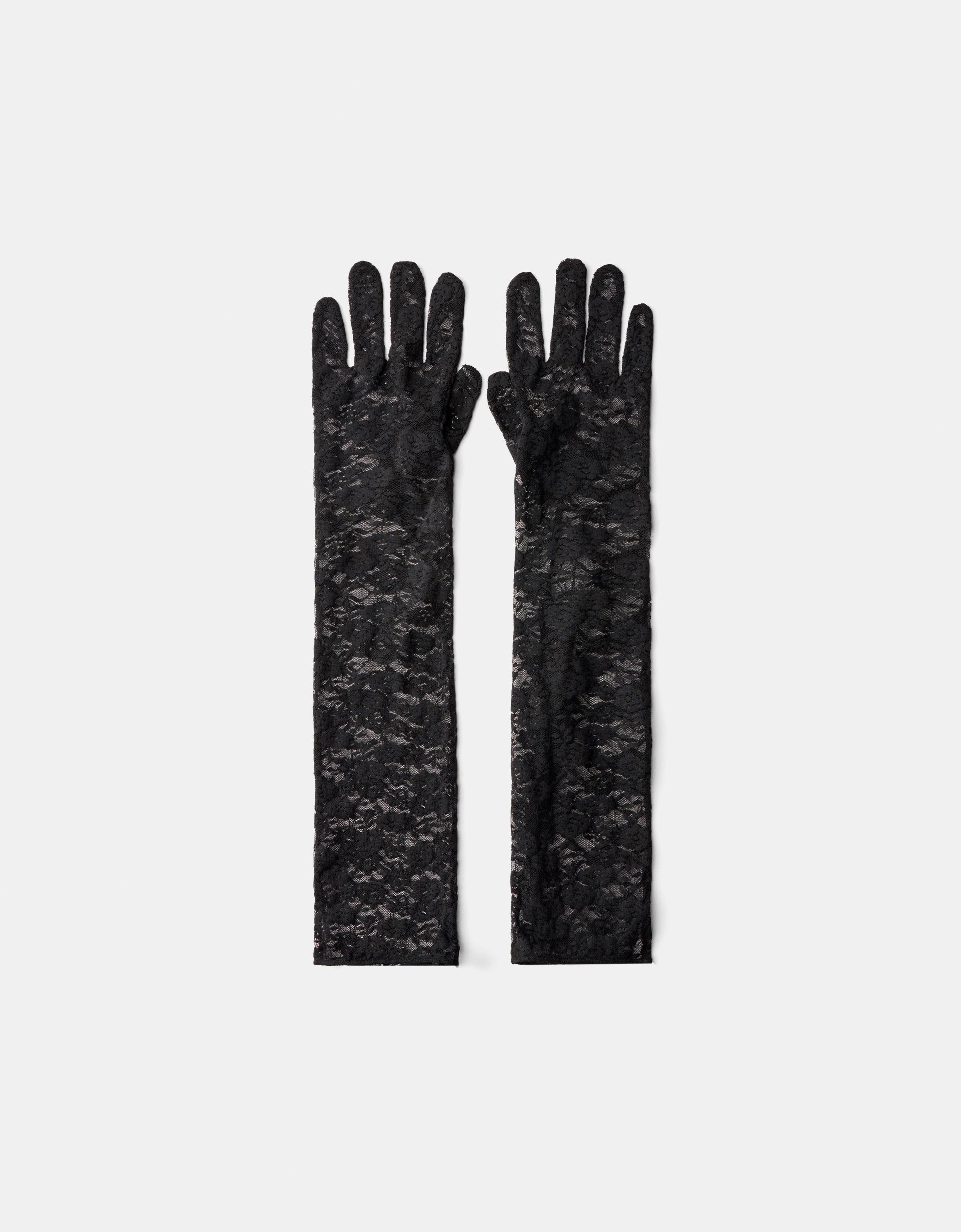 Bershka Lange Handschuhe Aus Spitze Damen Schwarz