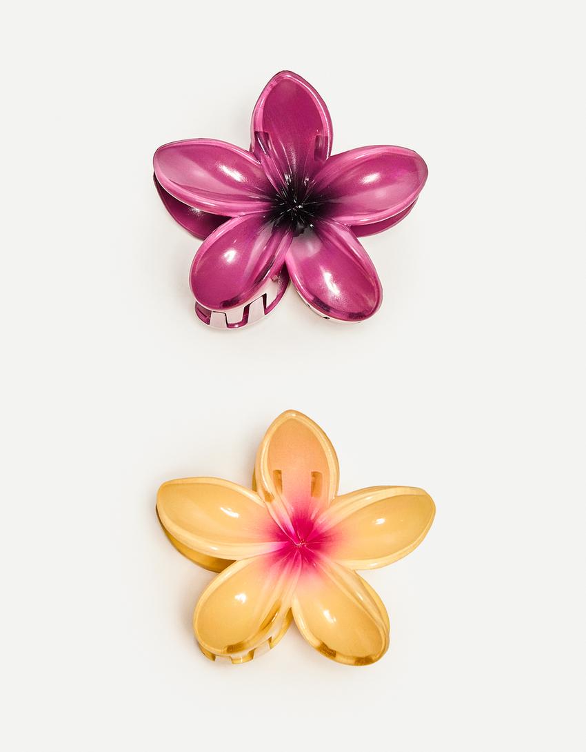 Lot 2 pinces fleur-Bordeaux