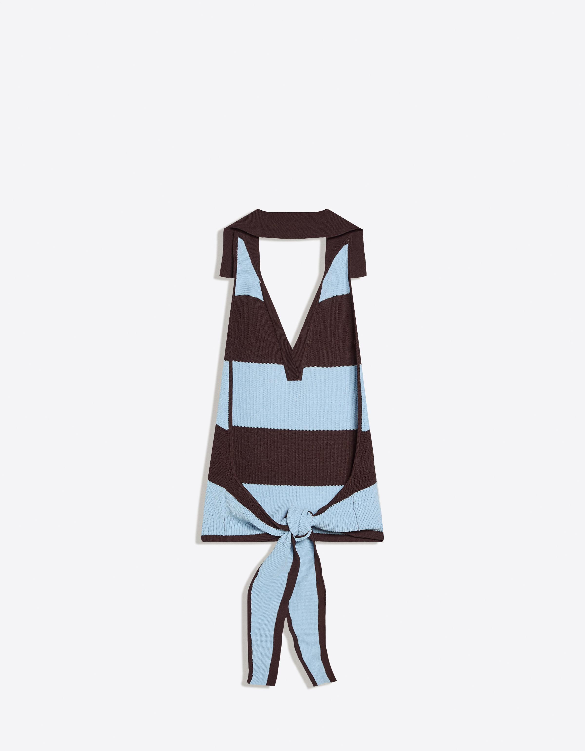 Polo collar top with back knot