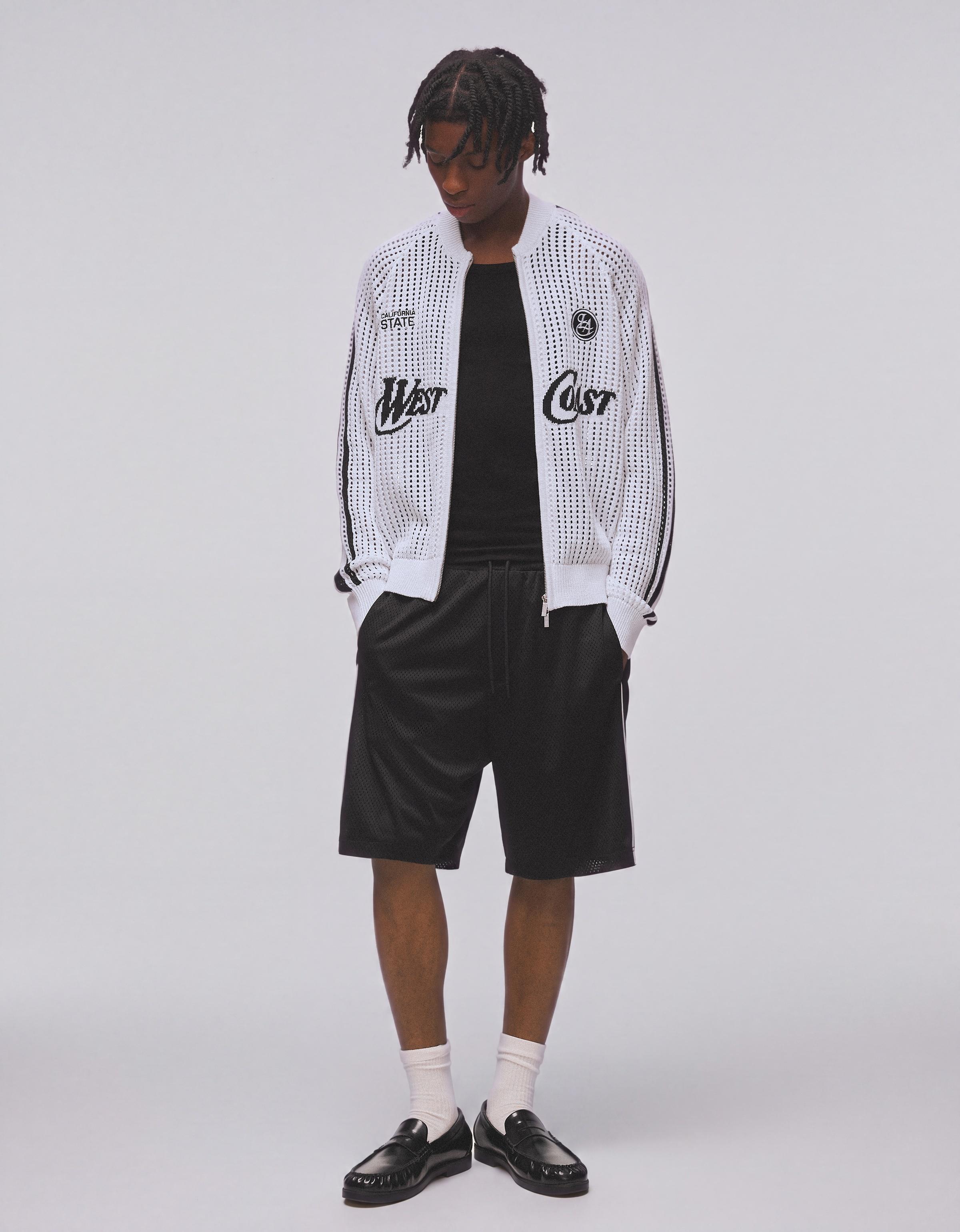 Retro mesh zip-up jacket — White