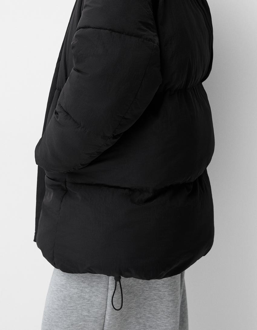 Abrigo 3/4 capucha-Negro-4