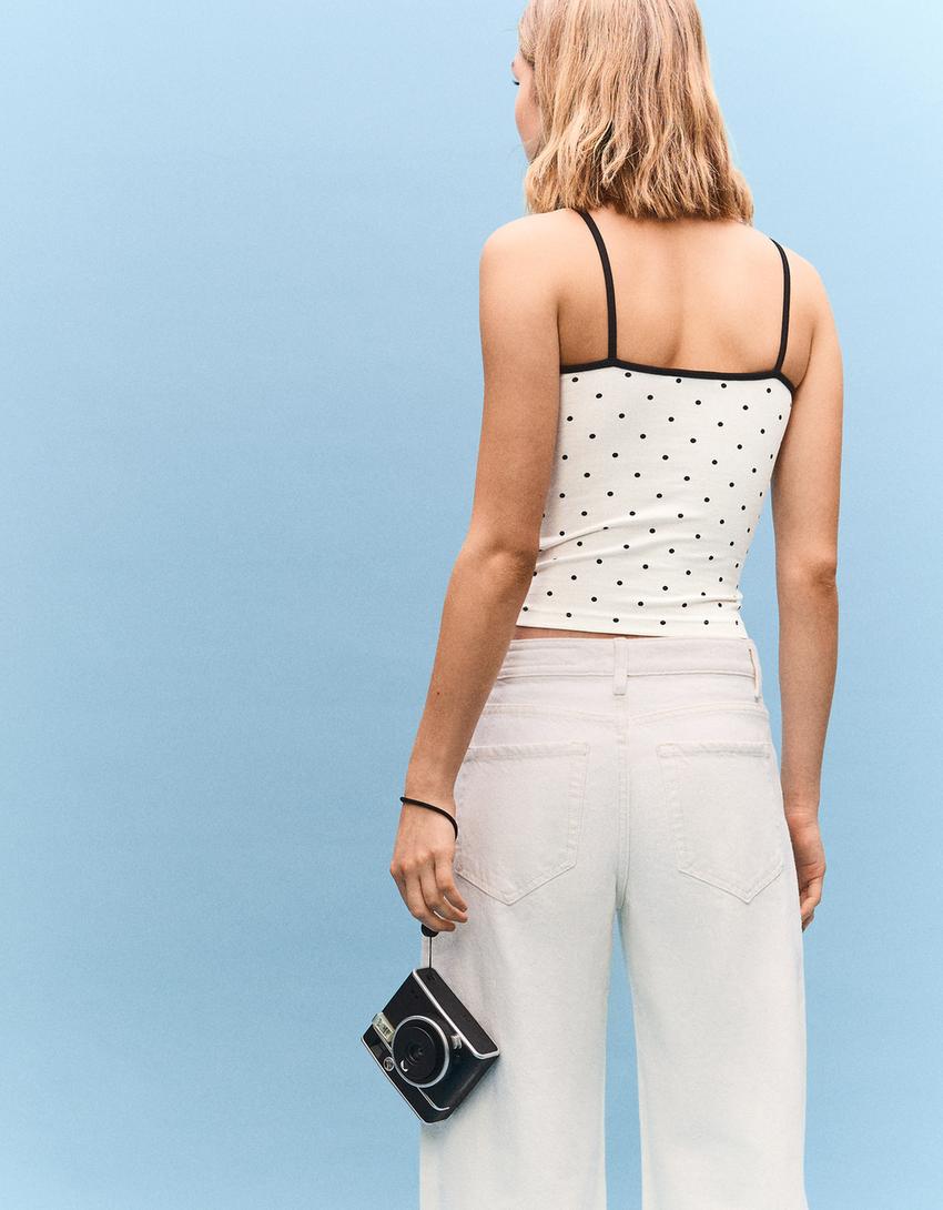 Top cu bretele-Alb / Negru