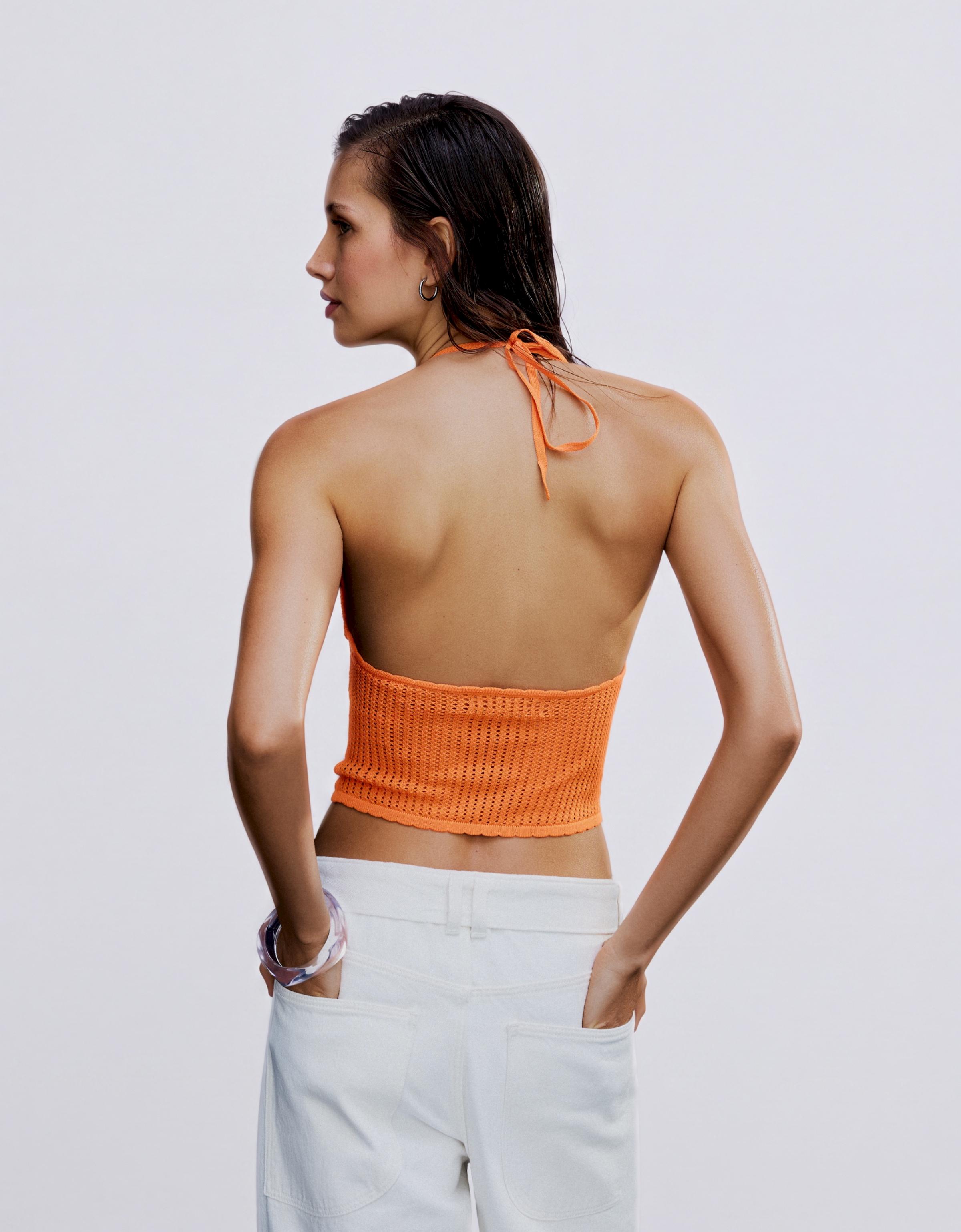 Cutwork halter top — Orange