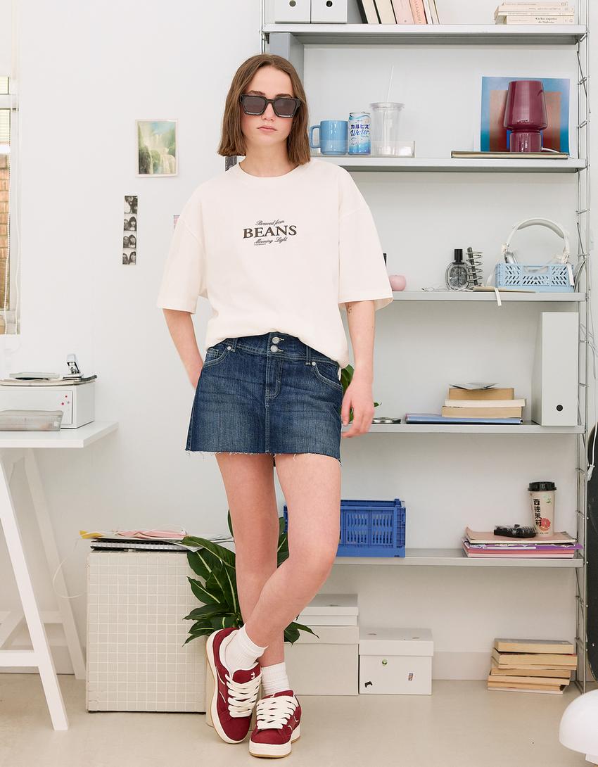 Denim mini skort-Blue