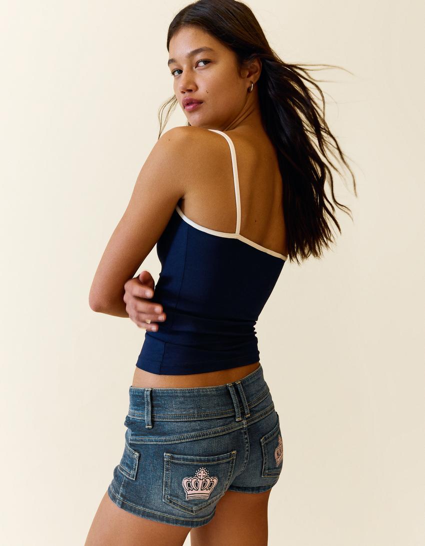 Короткі джинсові шорти-Світло-синій