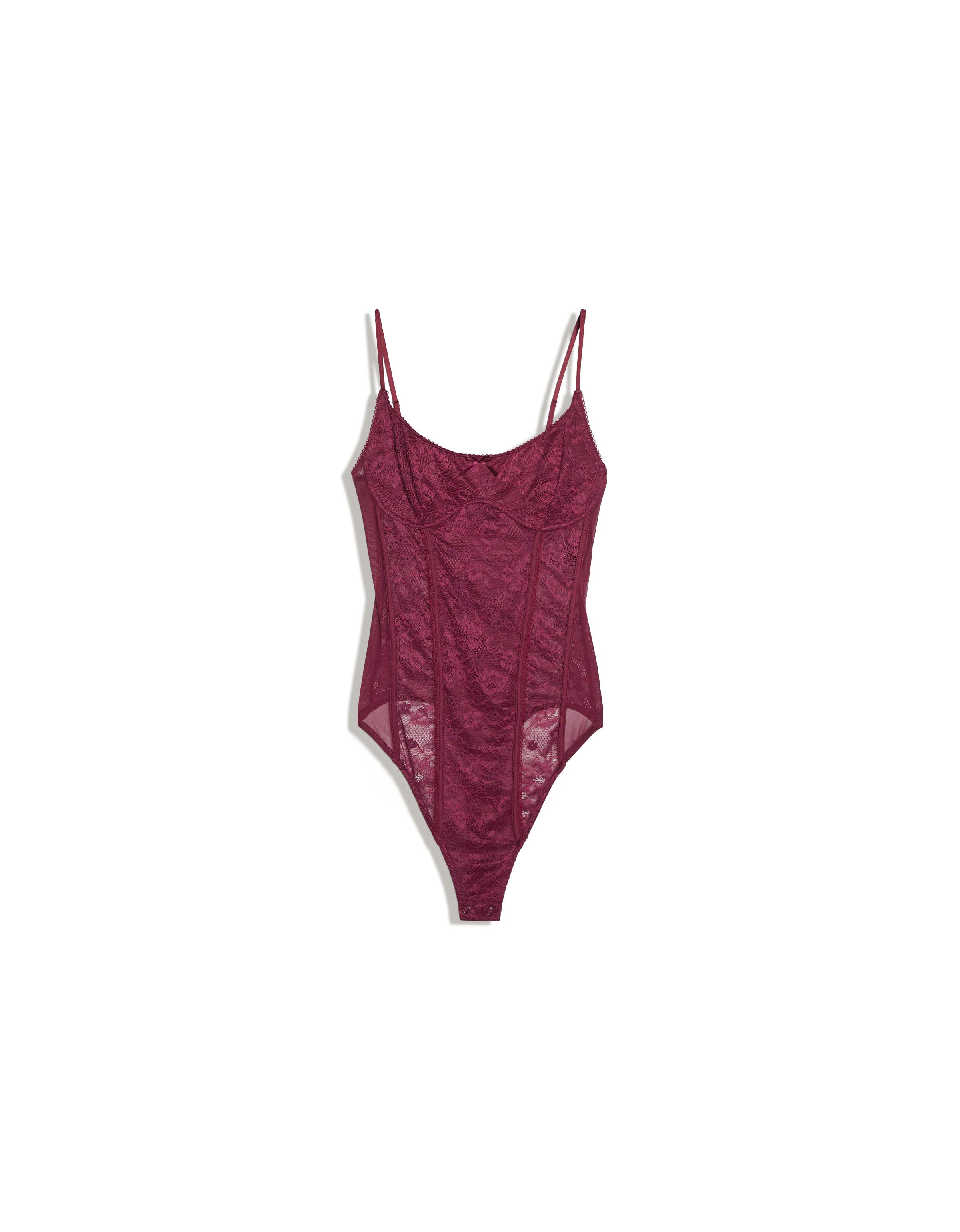 Strappy lace bodysuit — Burgundy
