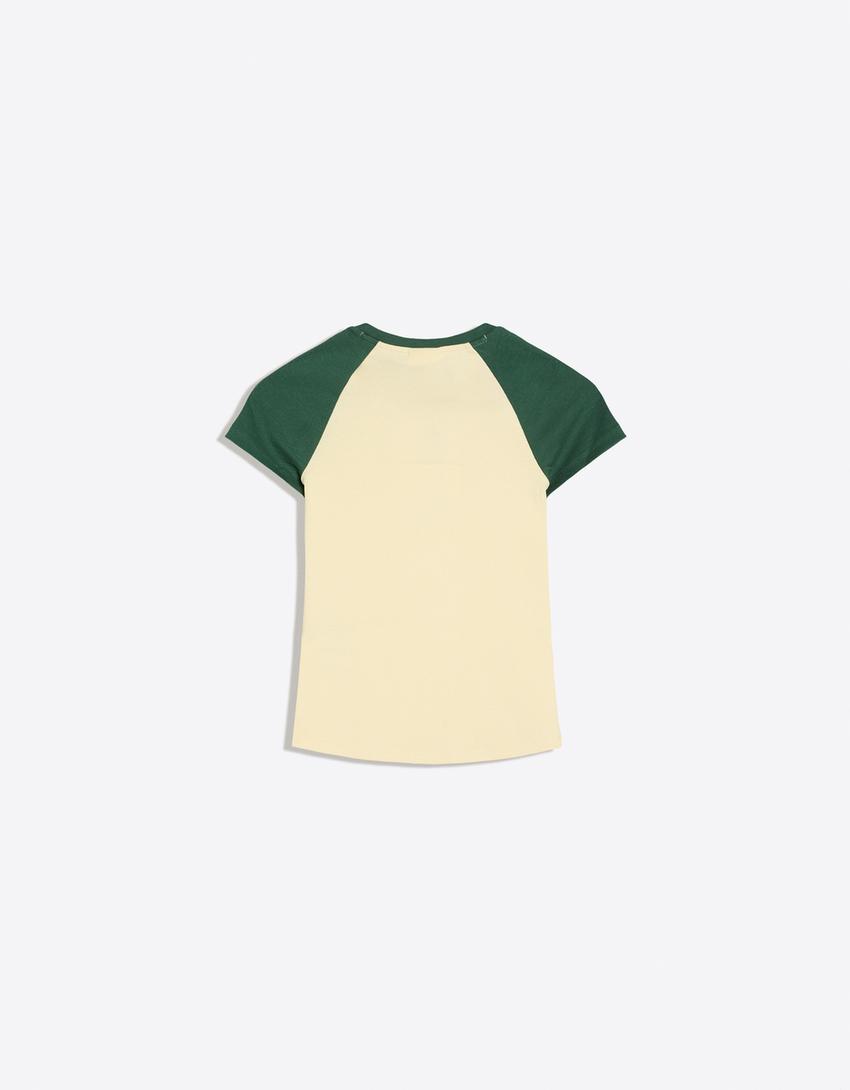T-shirt coupe ajustée et manches raglan-Jaune
