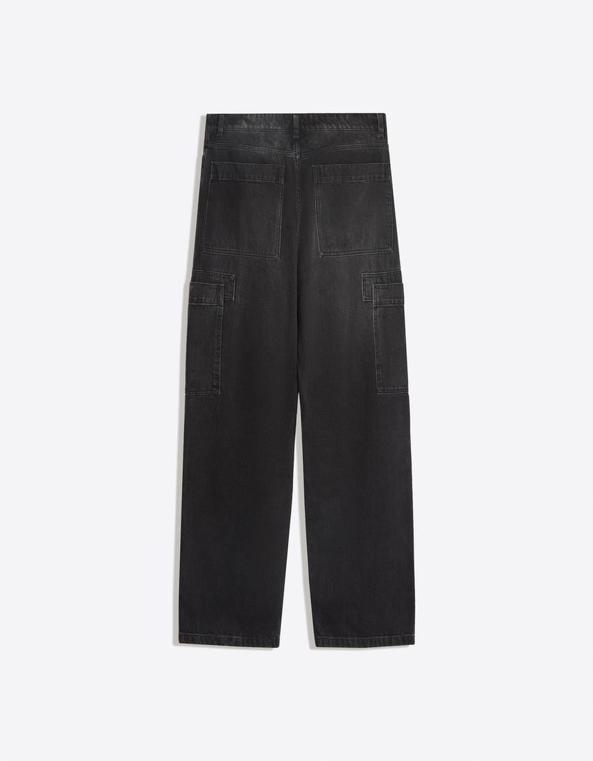 Jeans baggy fit cargo-Nero