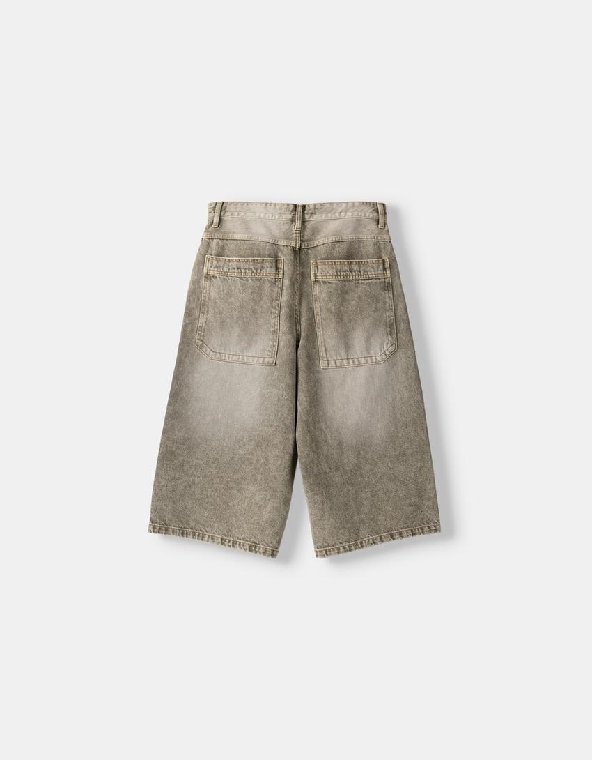 Bermuda jort denim super baggy-Verde-1