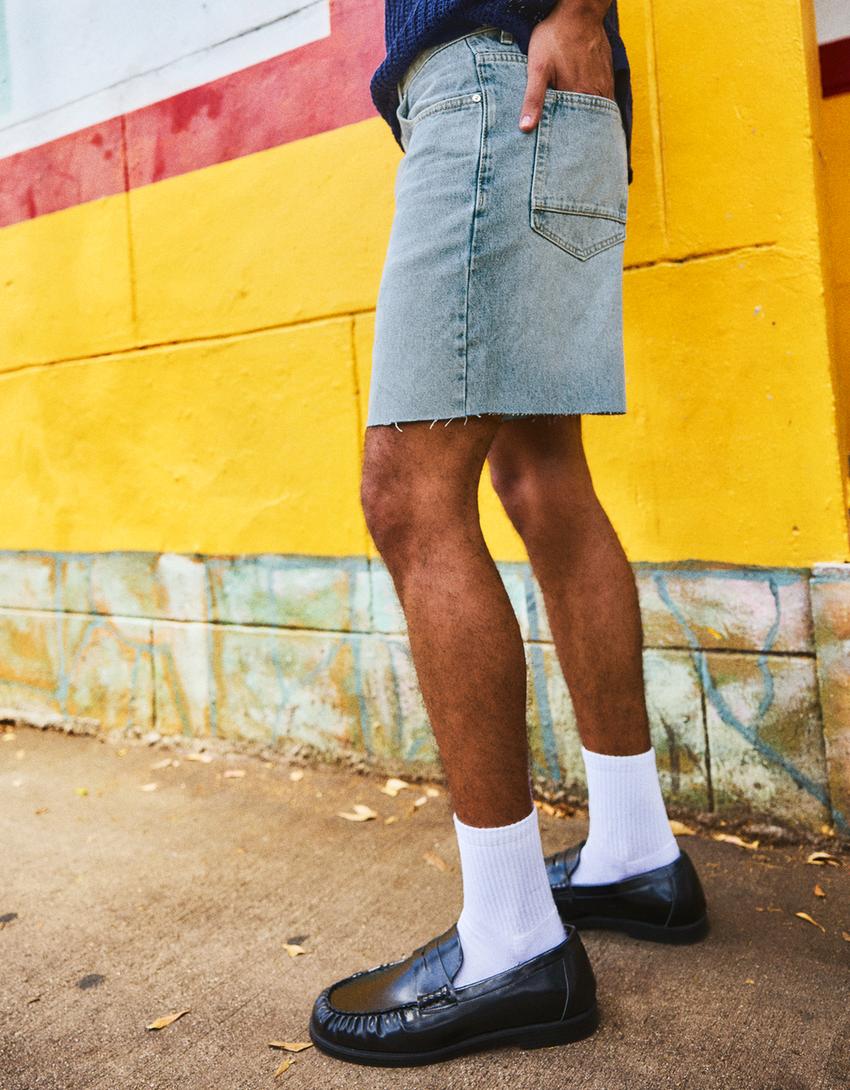 Jeans-Bermudas-Hellblau