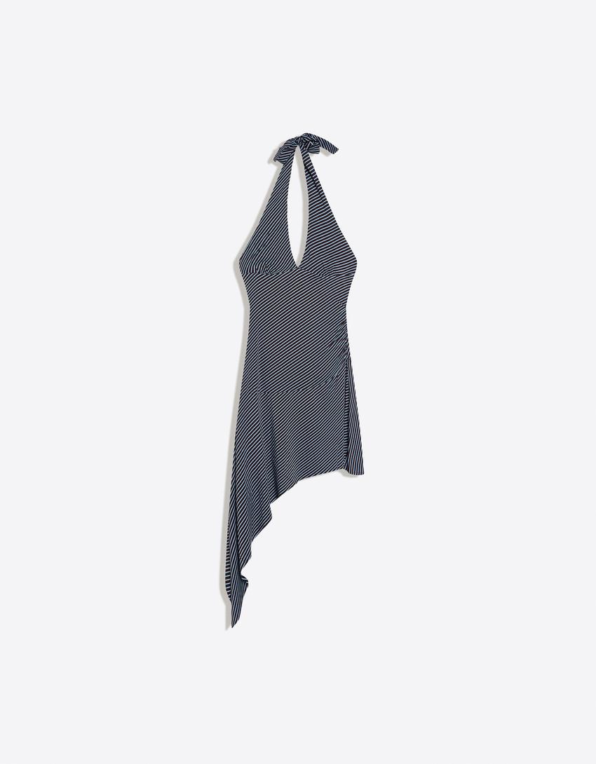 Robe mini asymétrique-Marron